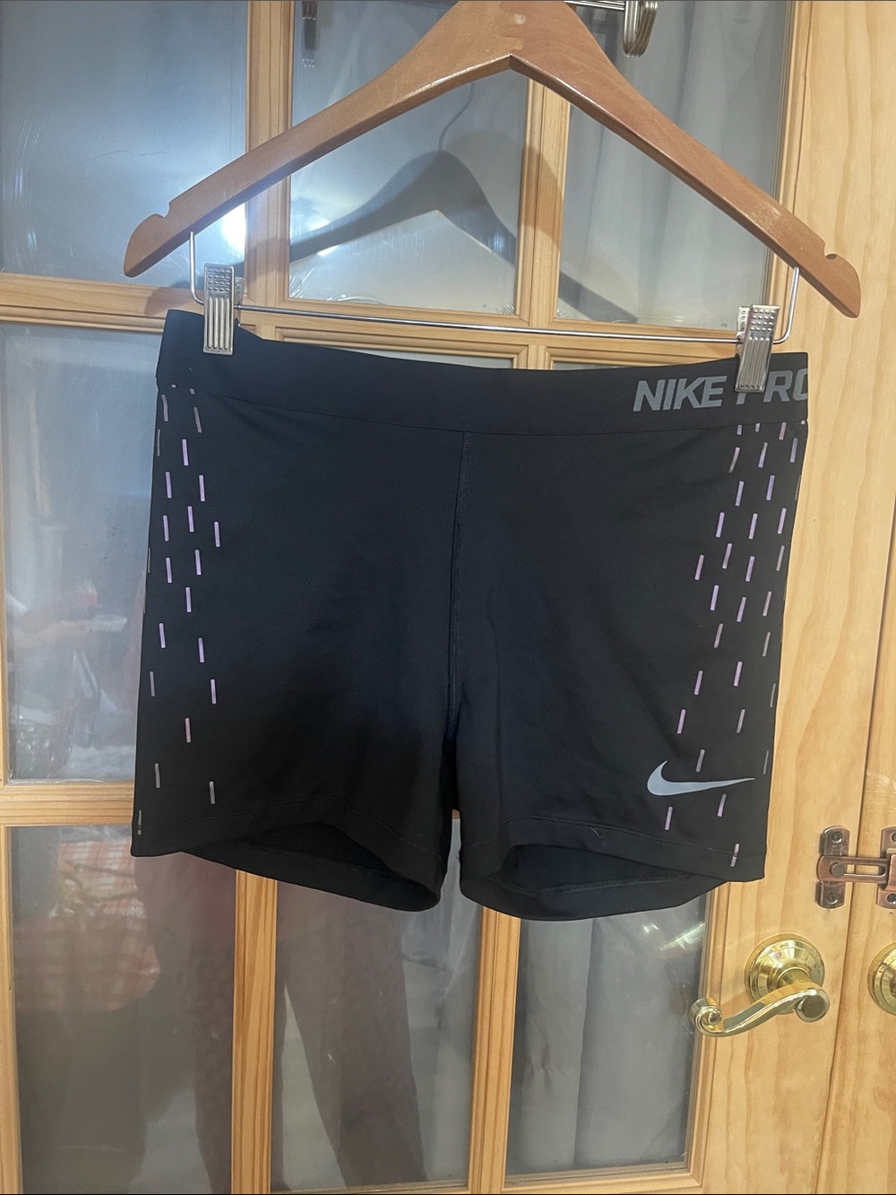 143. Nike Black Women's Performance Bike Shorts with Lilac Accent